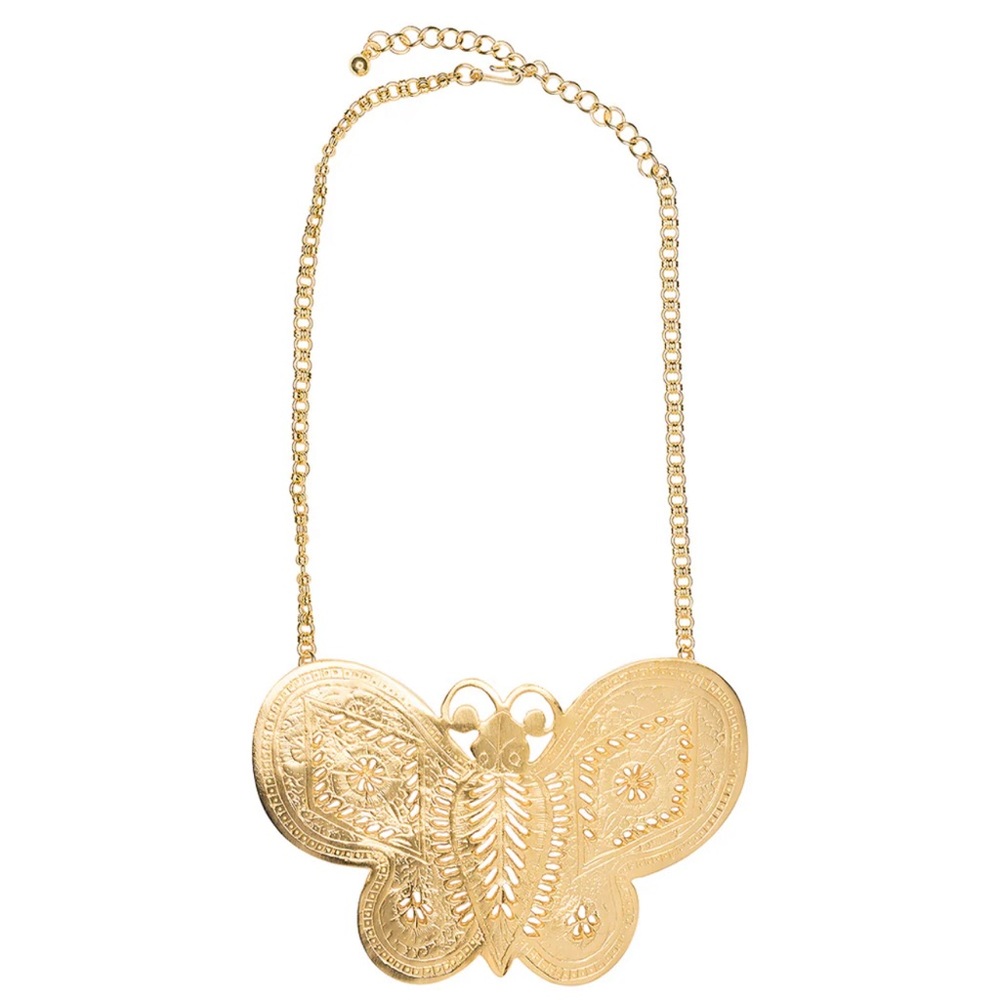 Kenneth Lane Sex and the City Gold Butterfly Pendant Necklace Carrie Bradshaw
